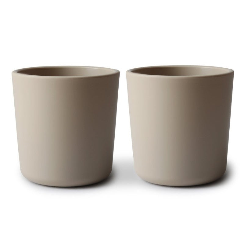 conjunto de dois copos abertos para bebés e crianças na cor vanilla da marca mushie