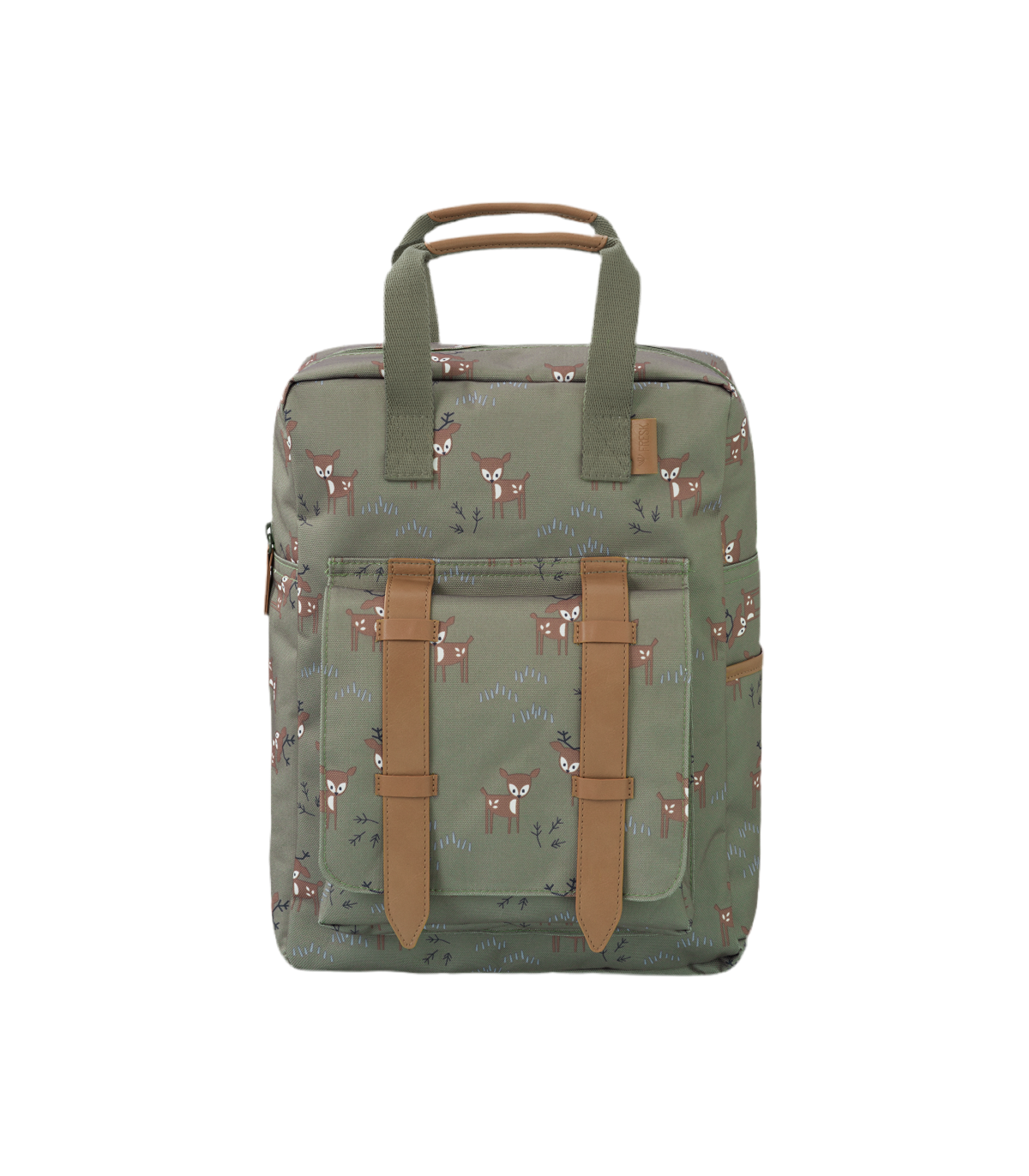 Mochila para bebés e crianças no padrão veado verde da marca fresk