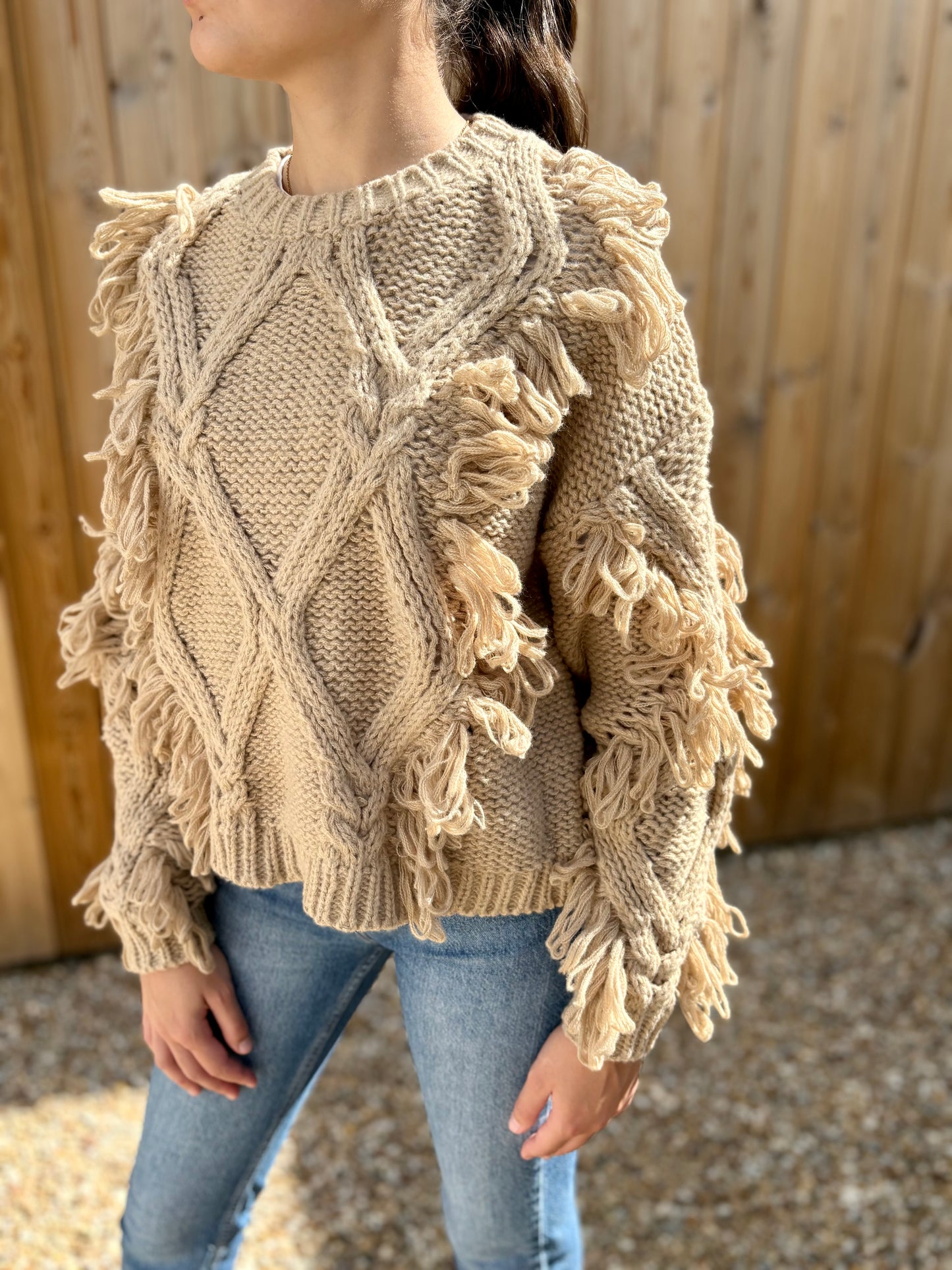 Camisola de malha texturada creme | Minhámê