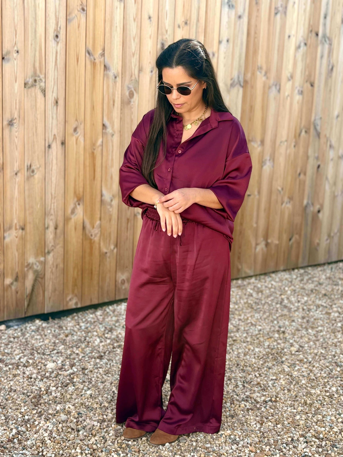 Conjunto calças, camisa e top verde | Minhámê