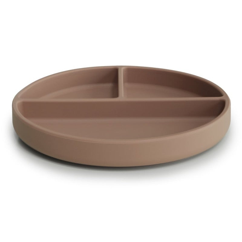 Prato em silicone com compartimentos e ventosa Natural | Mushie