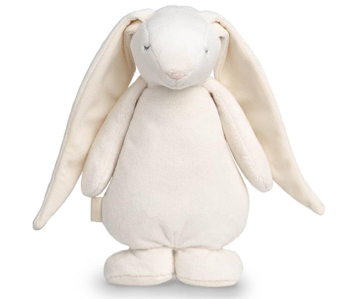 Peluche em forma de coelho com Luz e Som da marca Moonie para ajudar no sono de bebés e crianças