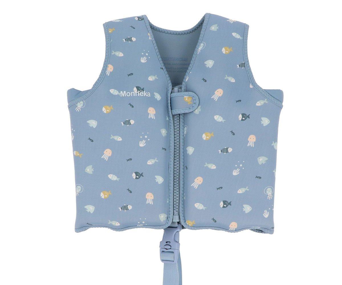 Colete flutuador infantil no padrão fishes da marca Monneka