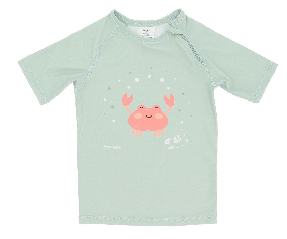 Camisola de banho infantil para a praia com proteção solar no padrão crab sage da marca Monneka