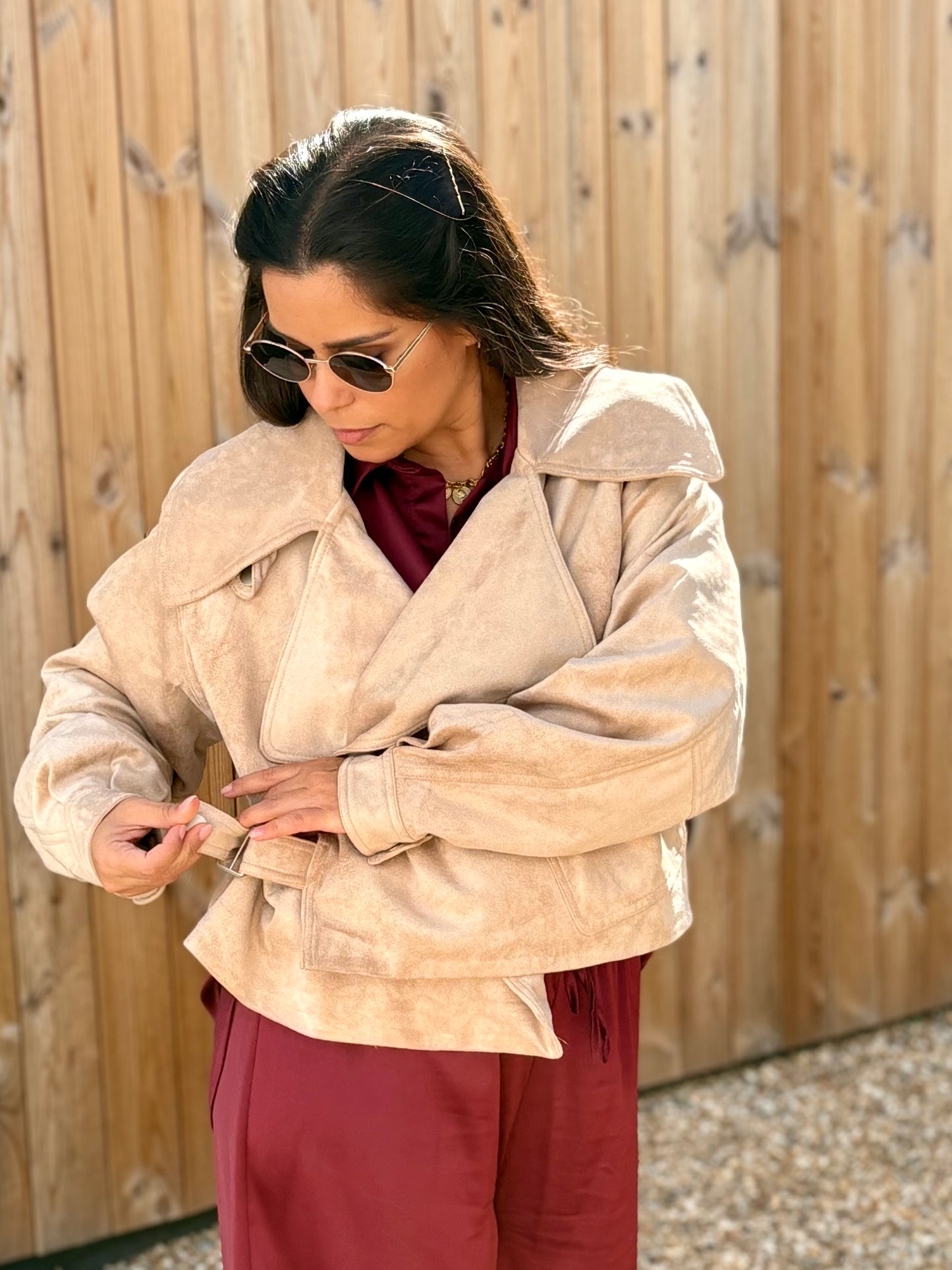 Casaco Biker pele de pêssego Castanho | Minhámê