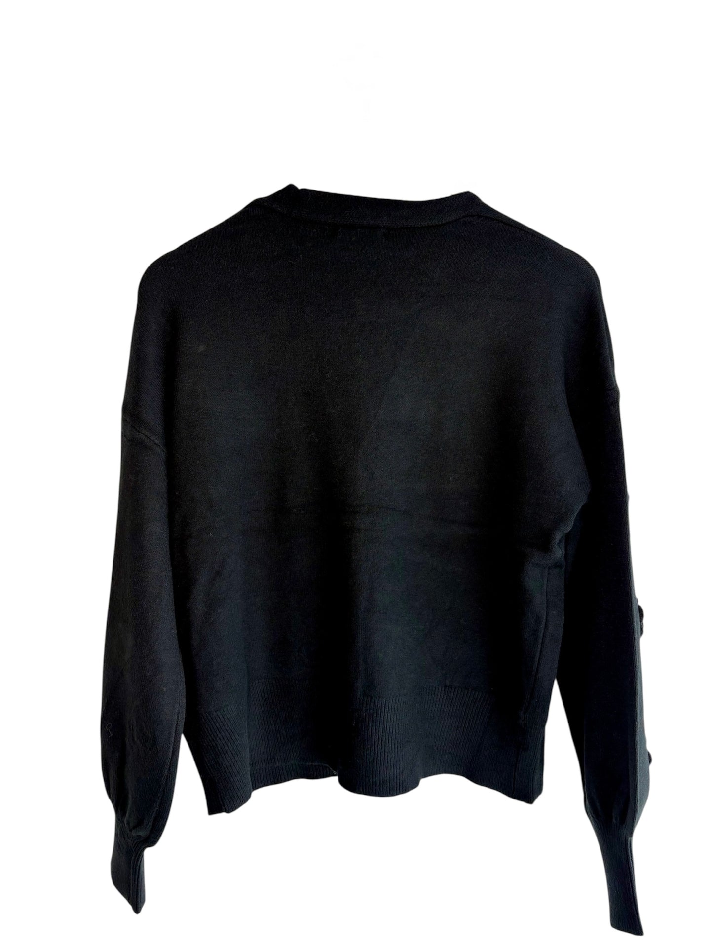 Casaco de malha mangas flores preto | Minhámê