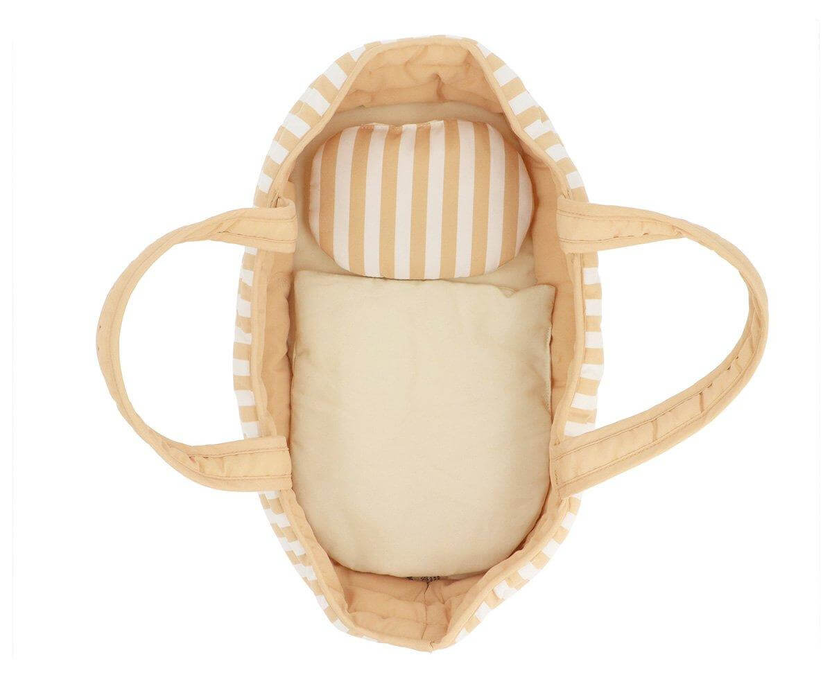 Alcofa para bonecas Stripes Caramel da marca Monneka vista frontal