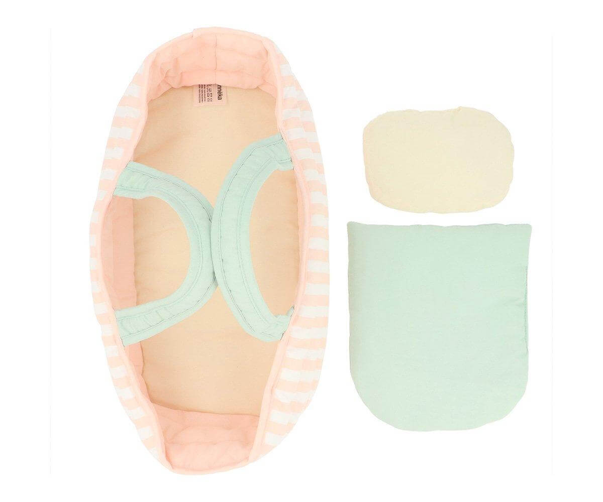 Alcofa para bonecas Stripes Pink da marca Monneka com acessórios