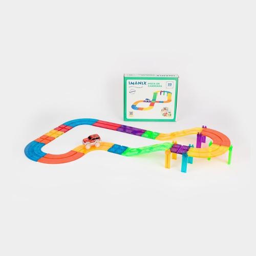 Circuito pista de carros magnética com íman de construção da gama Imanix Speedway da marca Braintoys