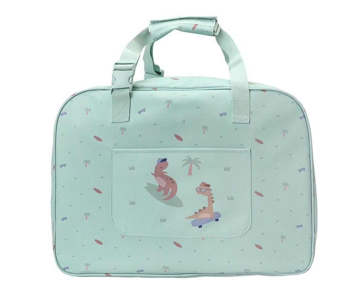 bolsa de praia anti-areia da marca Monneka no padrão Cool Dinos