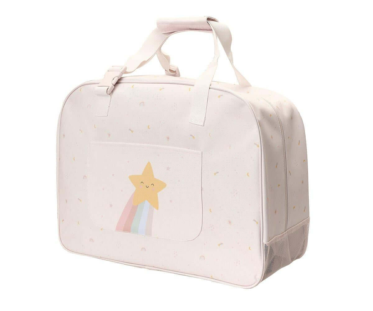 bolsa de praia anti-areia da marca Monneka no padrão Starlight vista lateral