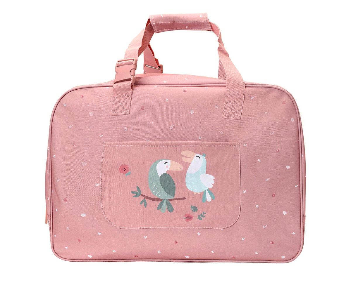 bolsa de praia anti-areia da marca Monneka no padrão Toucan