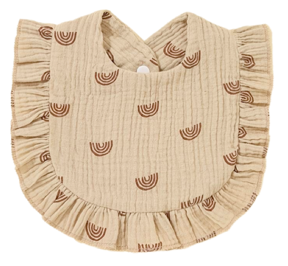 Babete seca-babinhas com folhos na cor brown rainbow para bebés