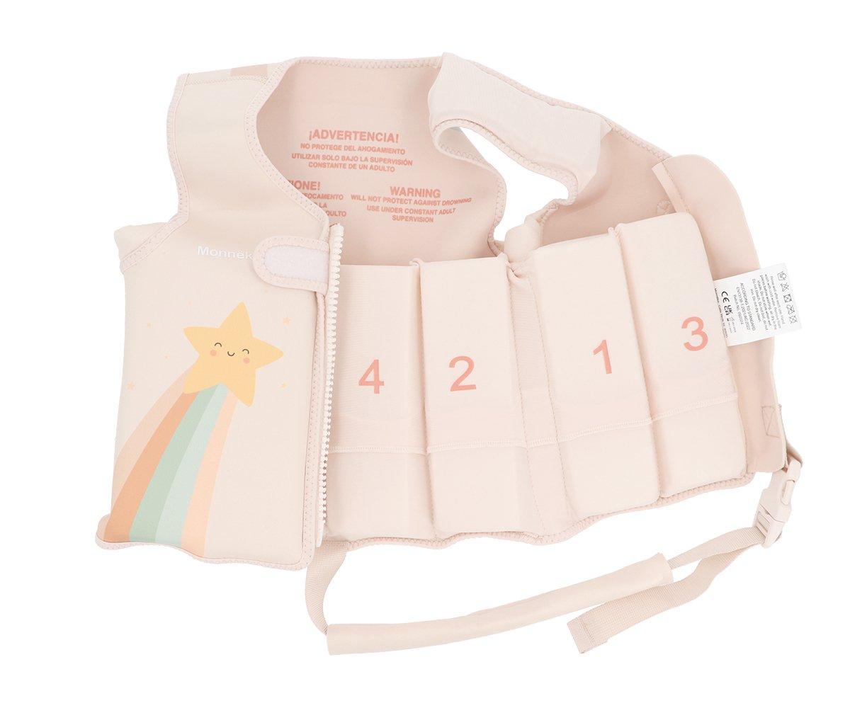 colete flutuador infantil da marca Monneka para bebés e crianças no padrão Starlight vista interior