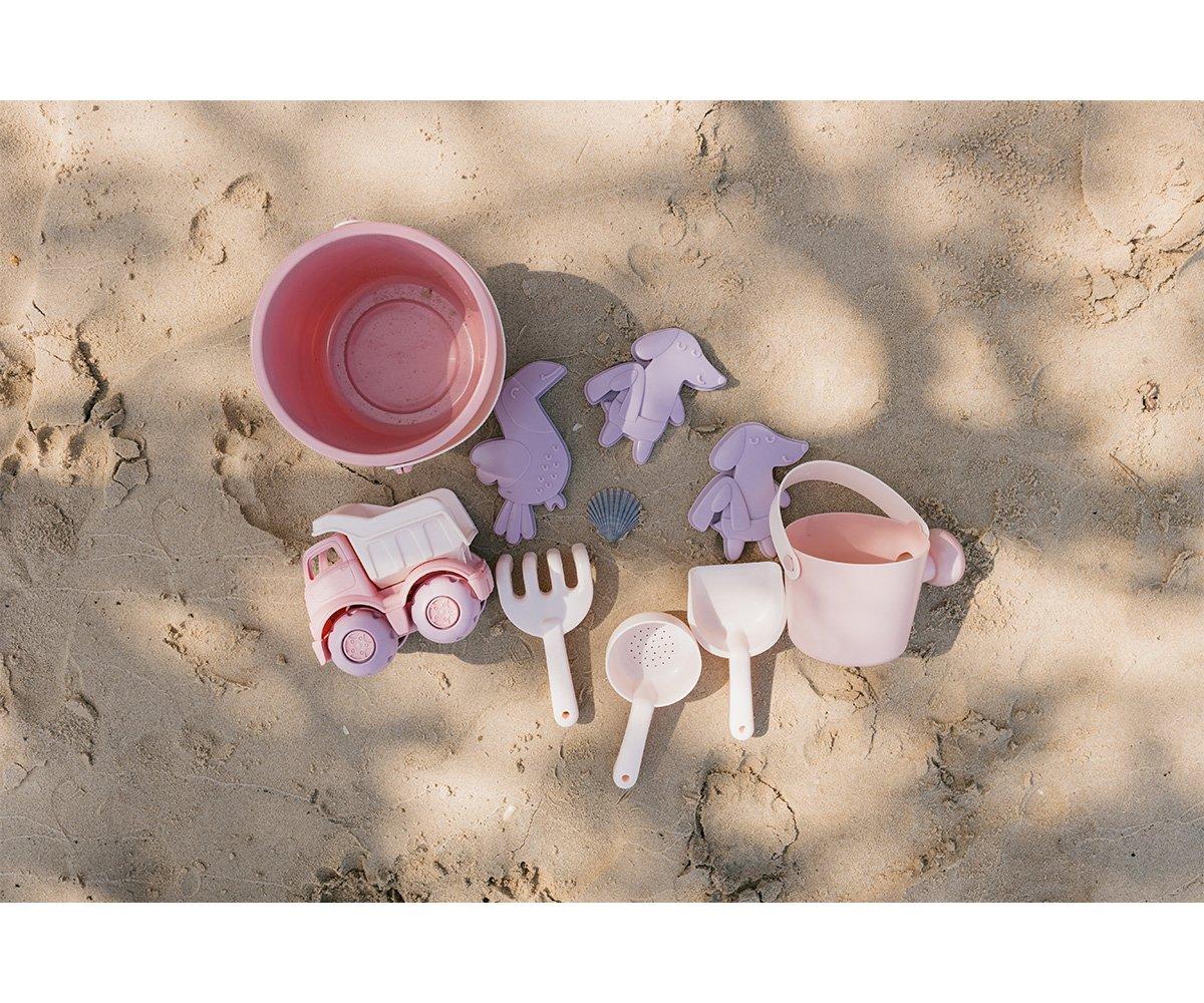 conjunto de brinquedos de praia com camião da marca Monneka na cor Old Rose todas as peças
