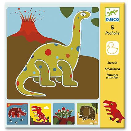 kit com stencil para ensinar as crianças a desenhar dinossauros da marca Djeco