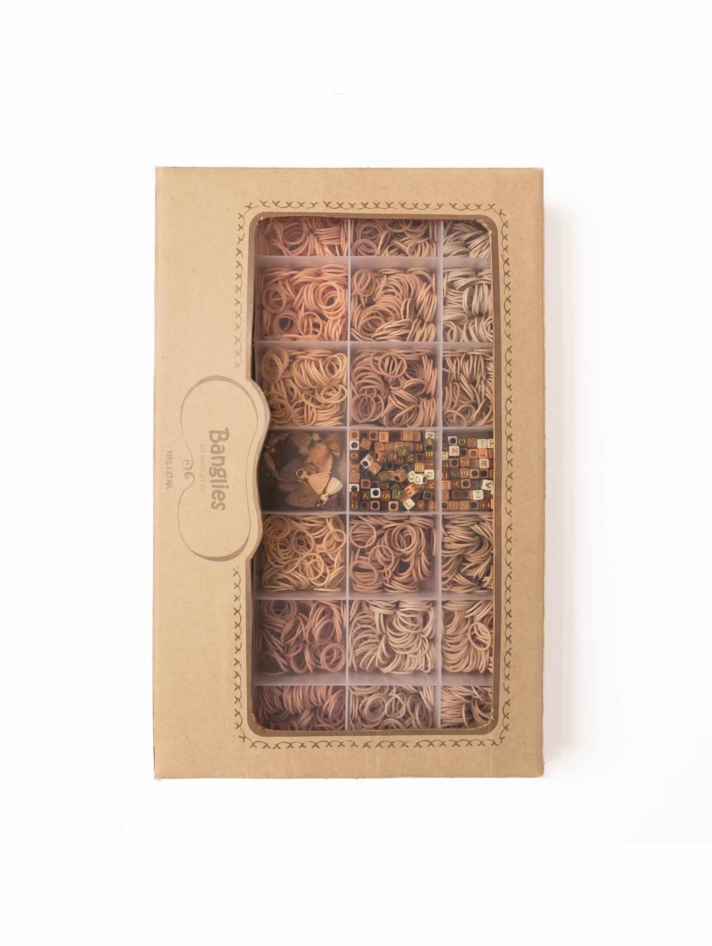 kit de pulseiras de elásticos e contas em tons neutros de nome Banglies - my Bracelet Kit da marca Mrs Ertha