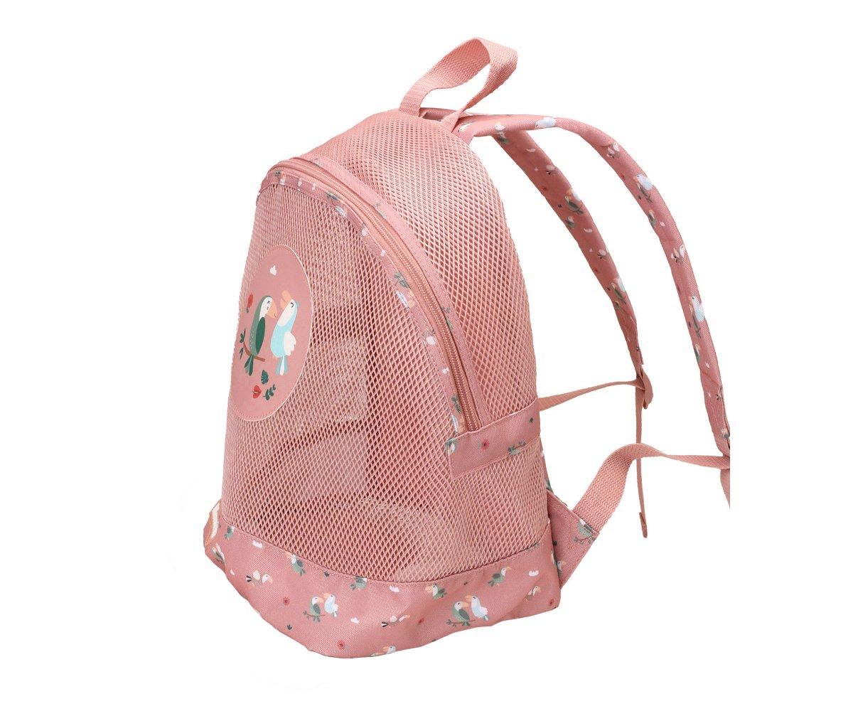 Mochila de praia infantil da marca Monneka no padrão Toucan vista lateral