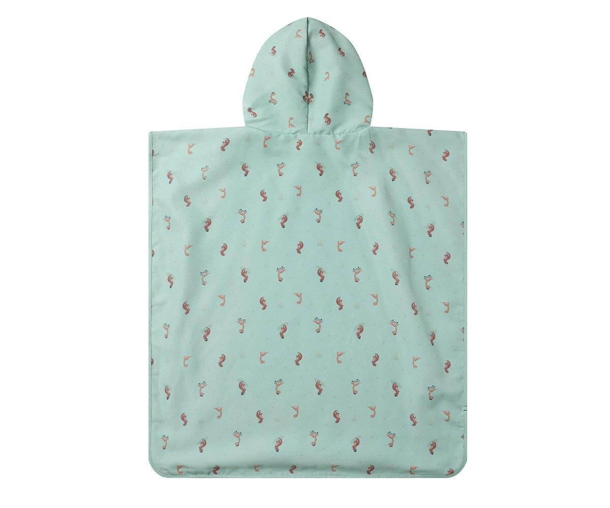 Poncho de praia infantil para bebés e crianças da marca Monneka no padrão cool dinos visto de trás