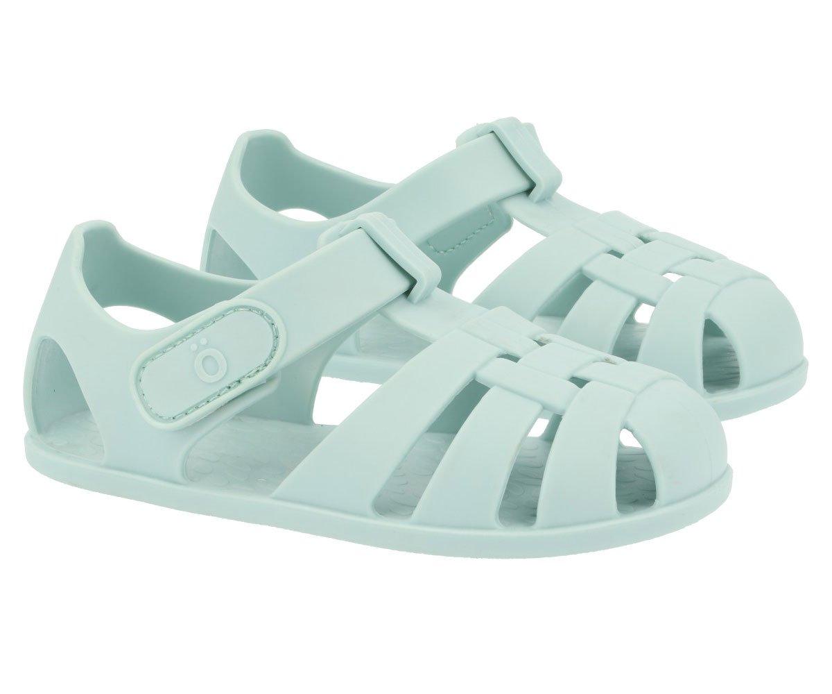 Sandálias infantis barefoot calçado respeitador da marca Monneka na cor Sea Green