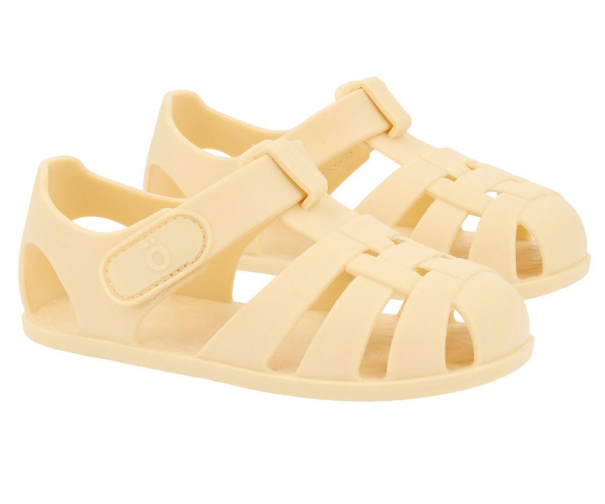 Sandálias infantis barefoot calçado respeitador da marca Monneka na cor Yellow