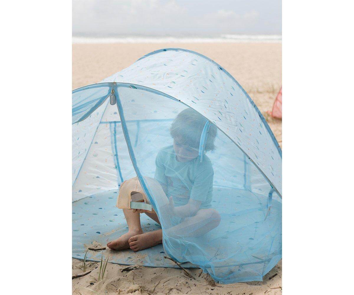 Tenda de praia infantil para bebés e crianças da marca monneka no padrão starlight com porta