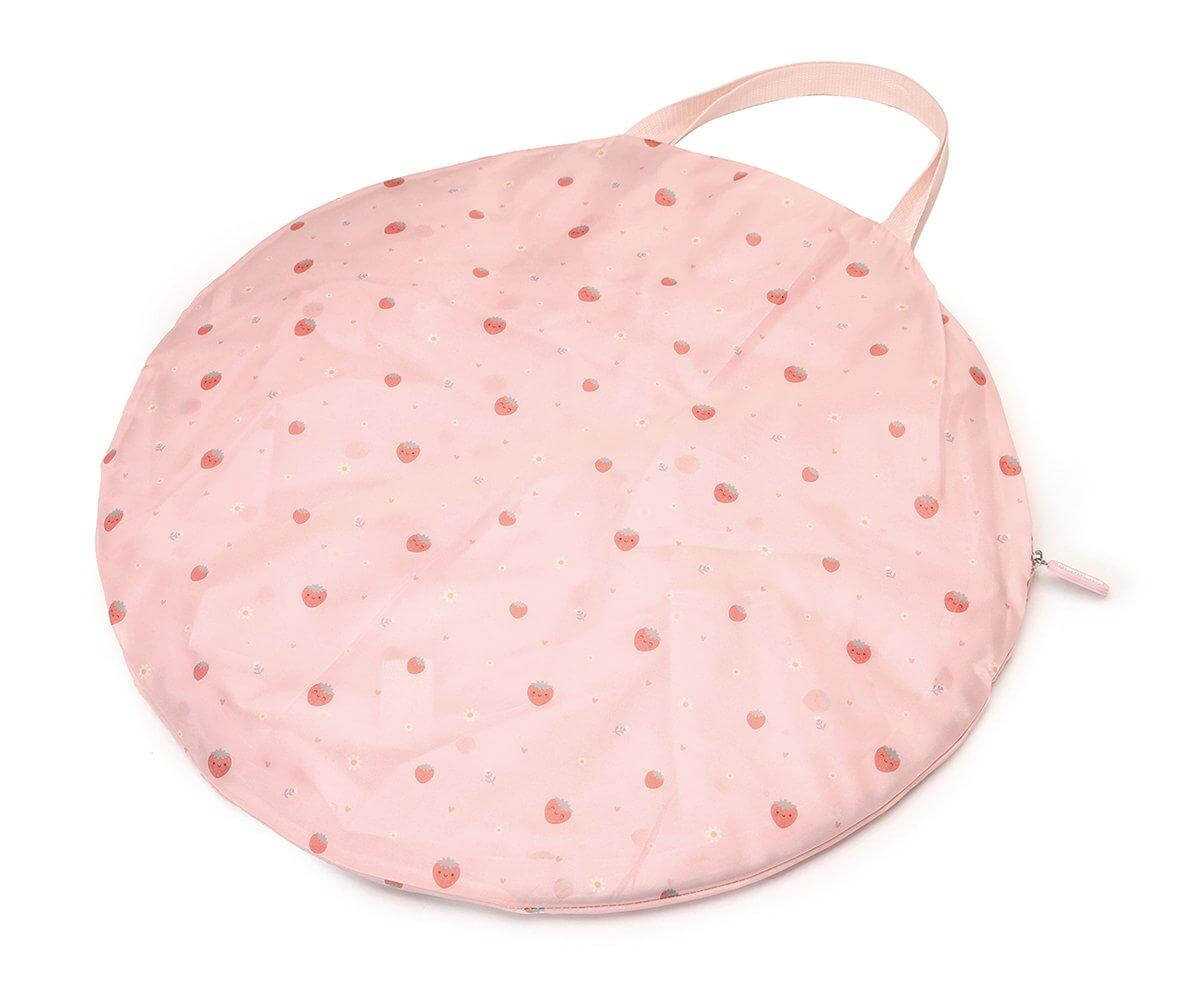 Tenda de praia infantil para bebés e crianças da marca monneka no padrão strawberries com bolsa de transporte