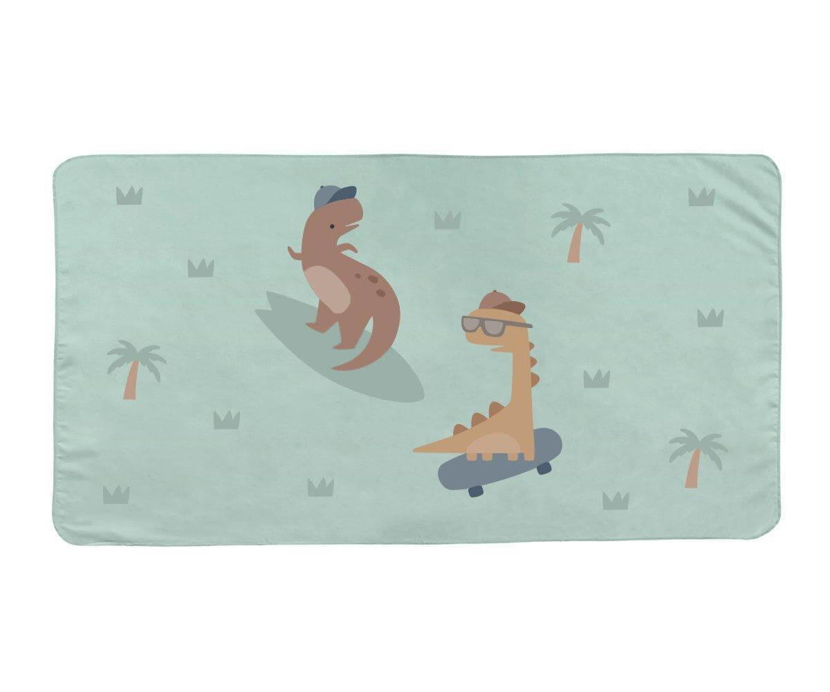 Toalha de praia infantil para bebés e crianças da marca Monneka no padrão dinossauro Cool Dinos