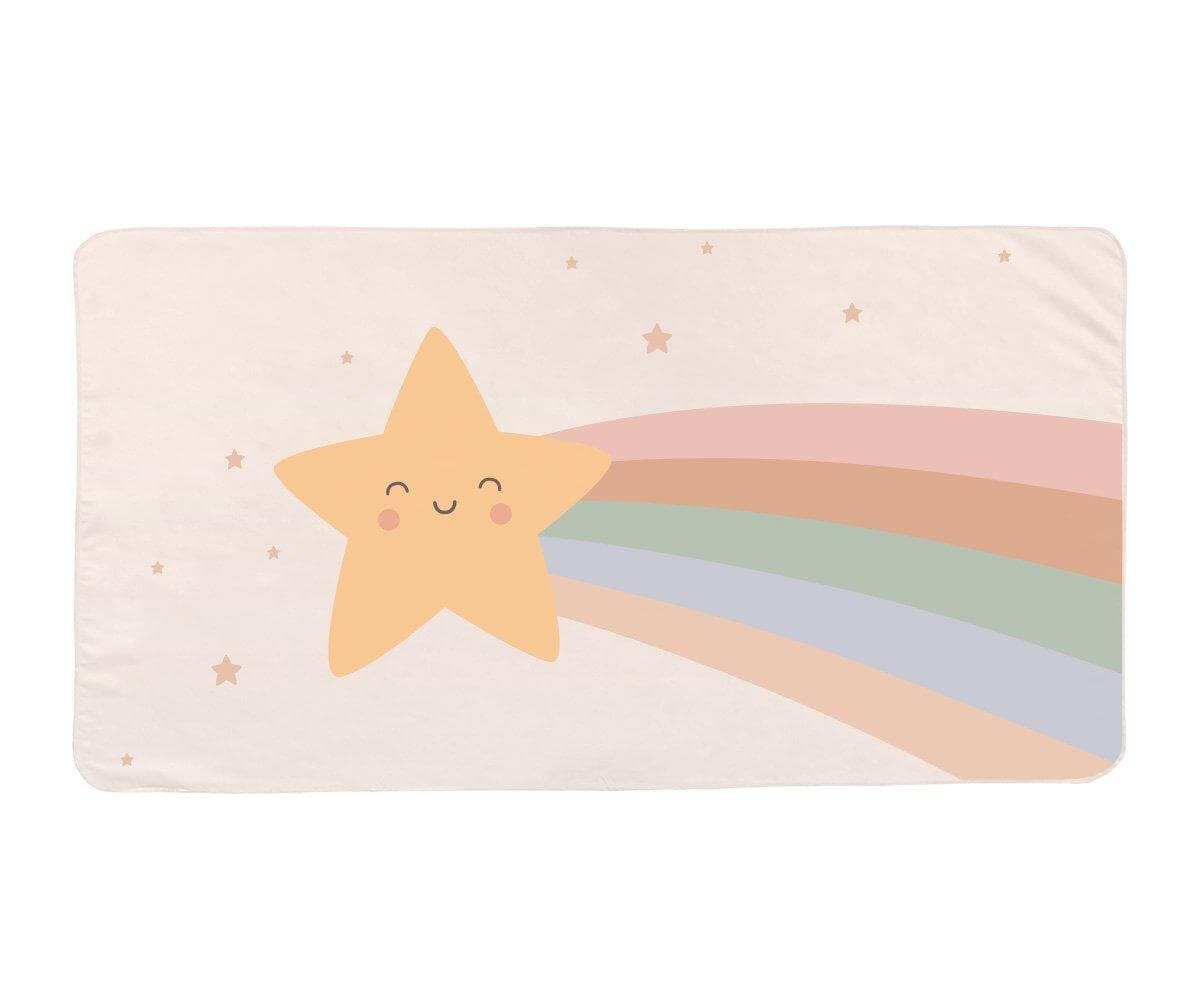 Toalha de praia infantil para bebés e crianças da marca Monneka no padrão estrela starlight
