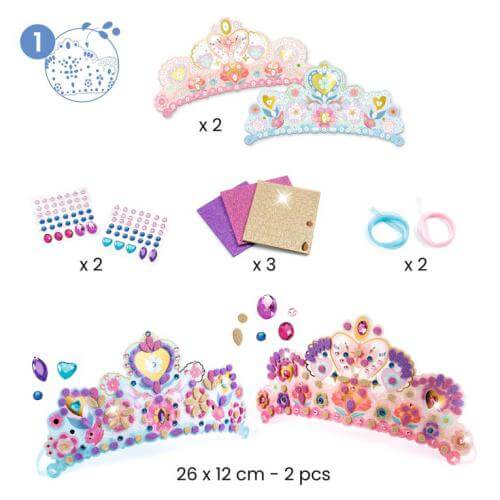 Kit de 5 atividades de artesanato para crianças da marca Djeco Atividade 2 tiaras