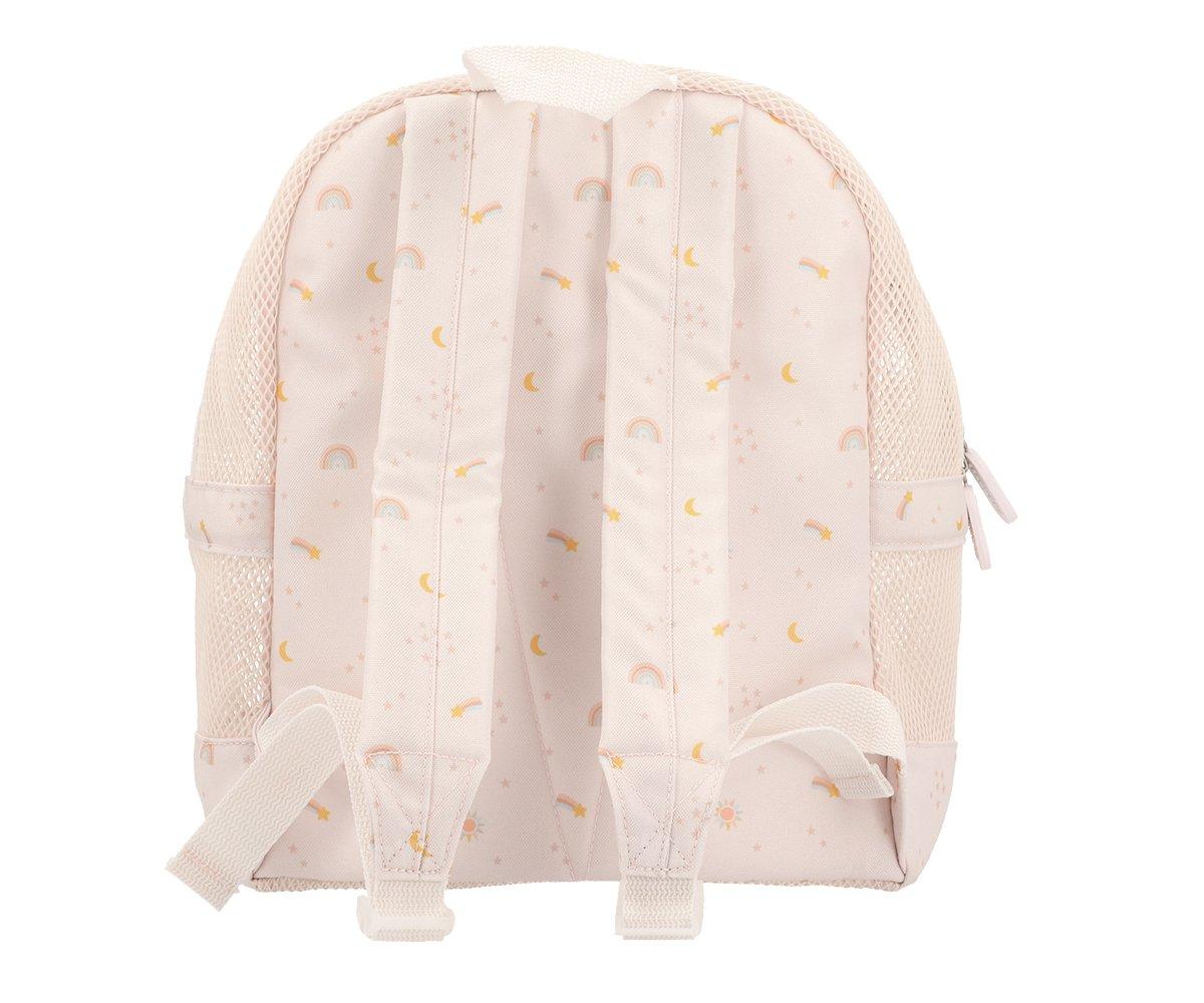 Mochila de praia infantil da marca Monneka no padrão Starlight vista traseira