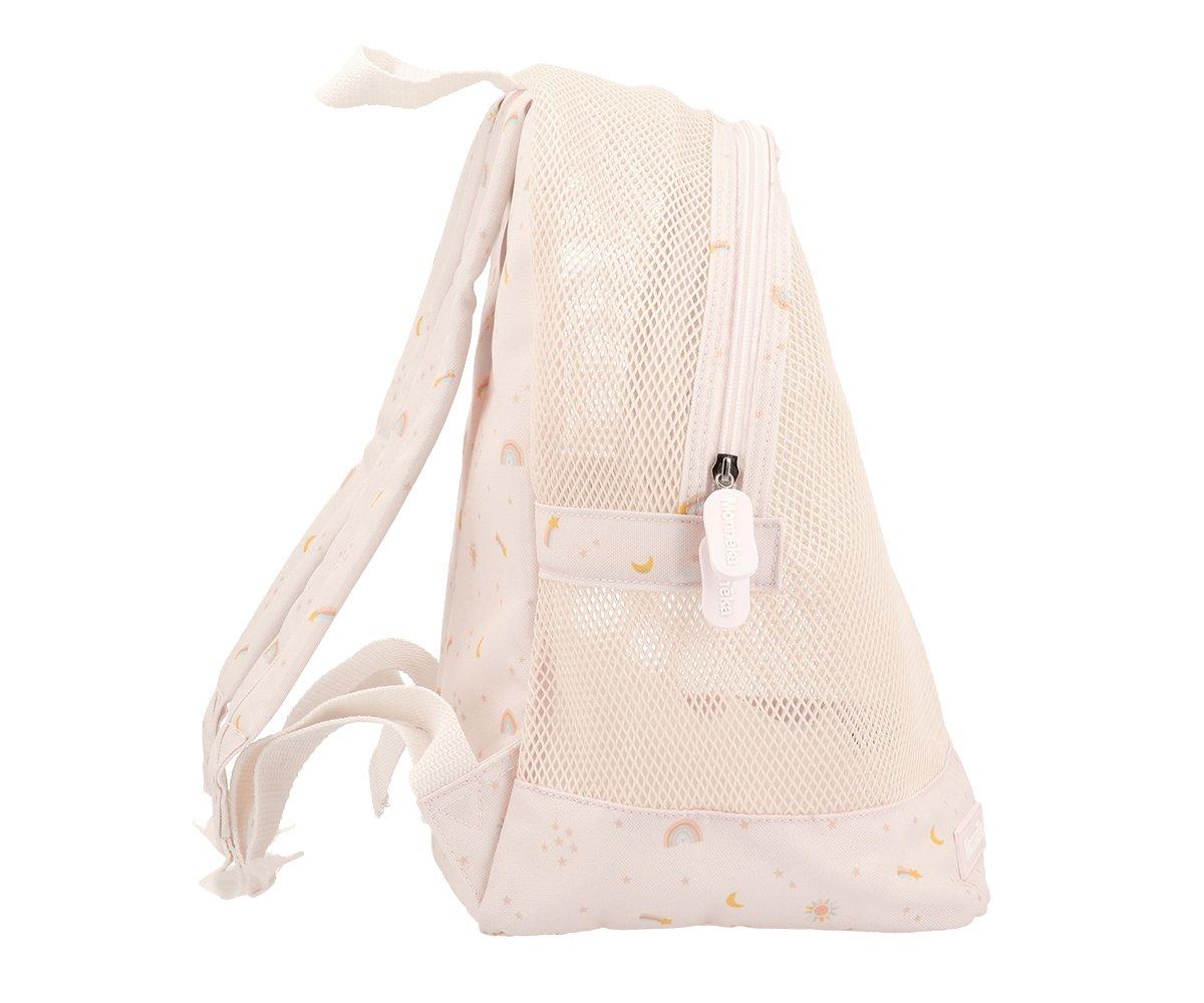 Mochila de praia infantil da marca Monneka no padrão Starlight vista lateral
