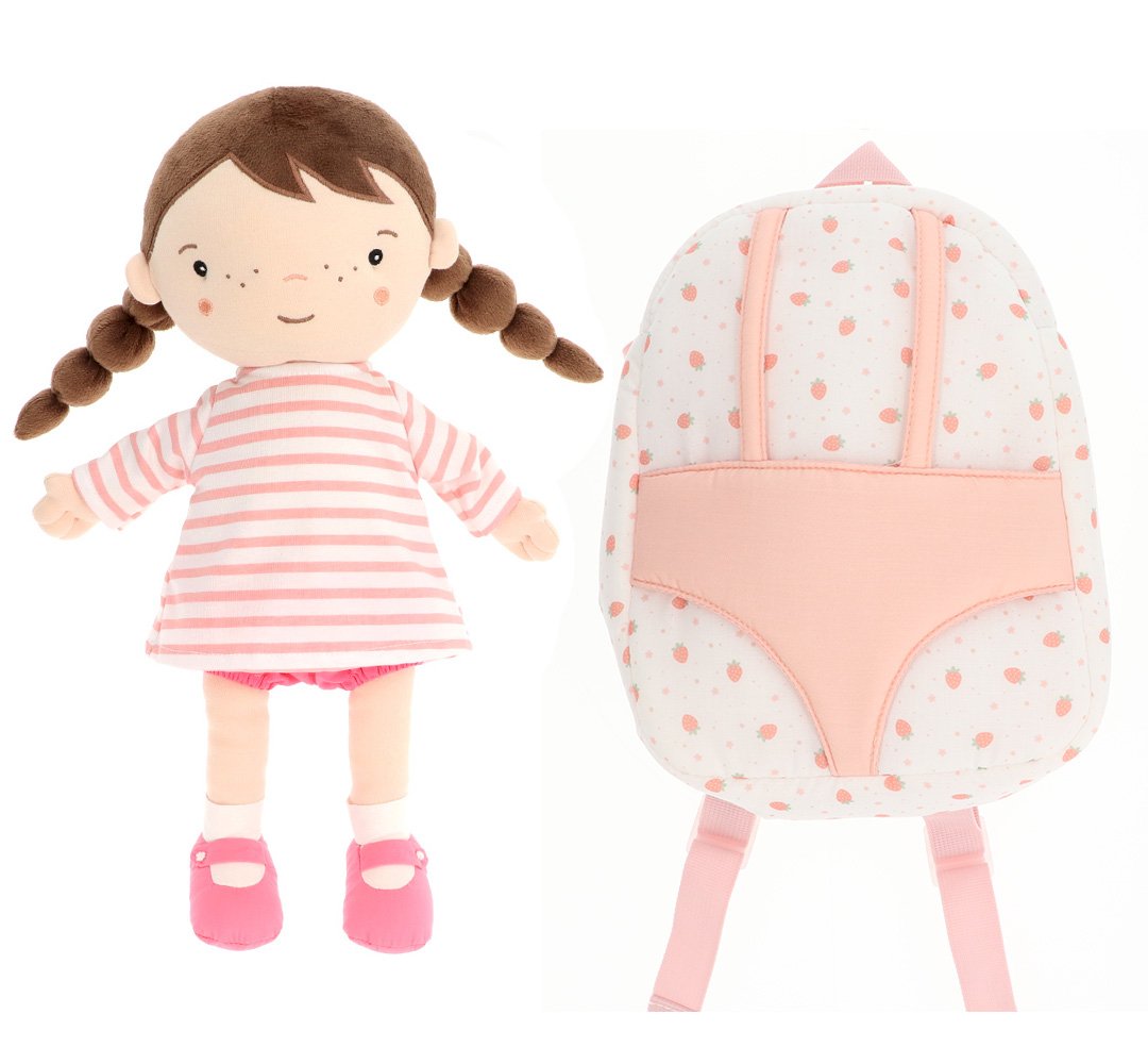 Boneca Lola com Mochila de transporte Strawberries branca | Monneka