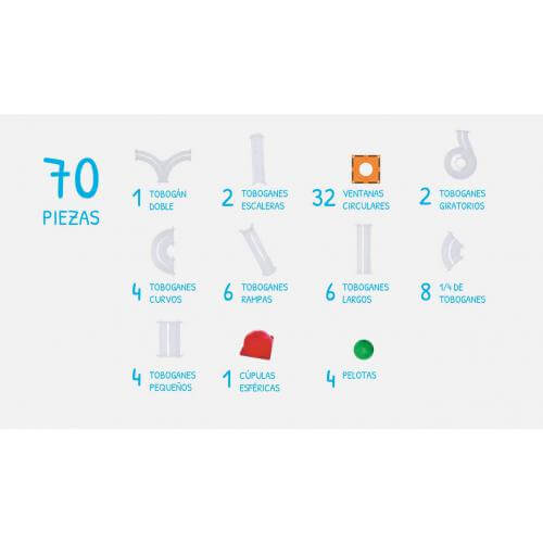 Peças incluídas do jogo de contrição magnética de escorrega com bola da marca braintoys
