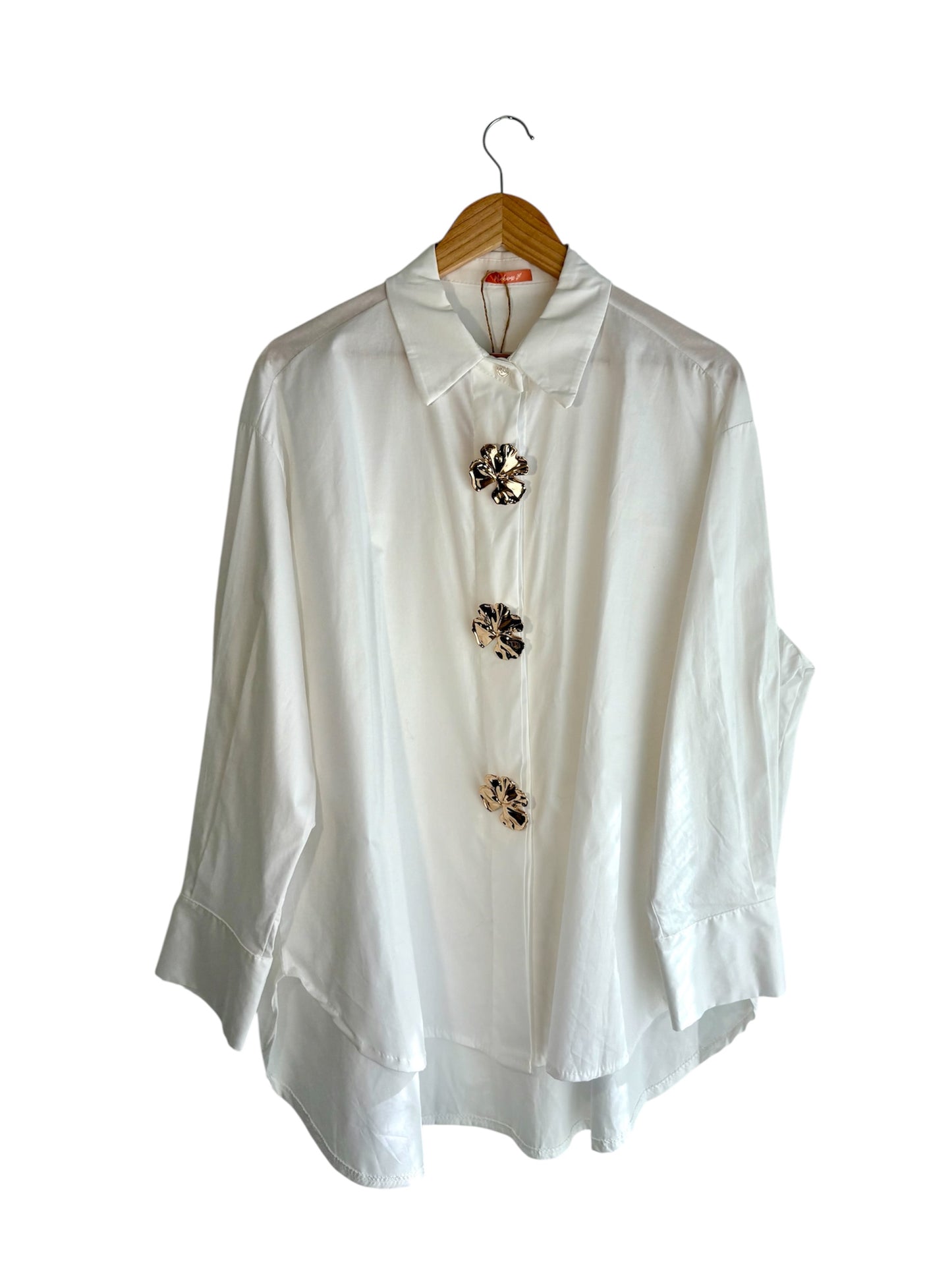 Camisa com botões dourados branco | Minhámê