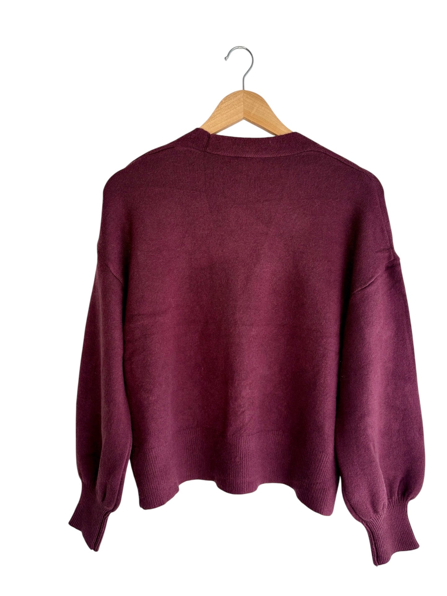 Casaco de malha mangas flores burgundy | Minhámê