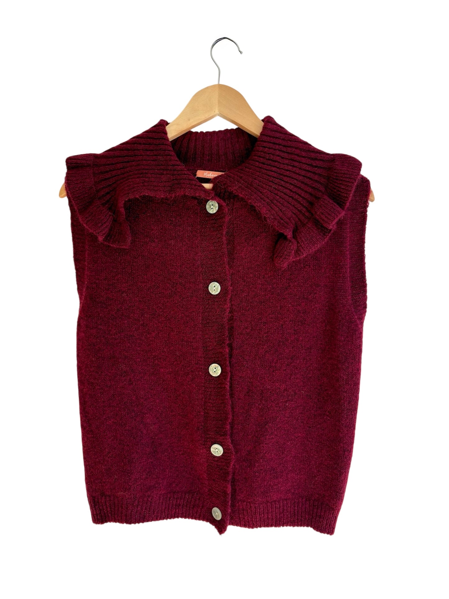 Colete de malha com golas bordeaux | Minhámê