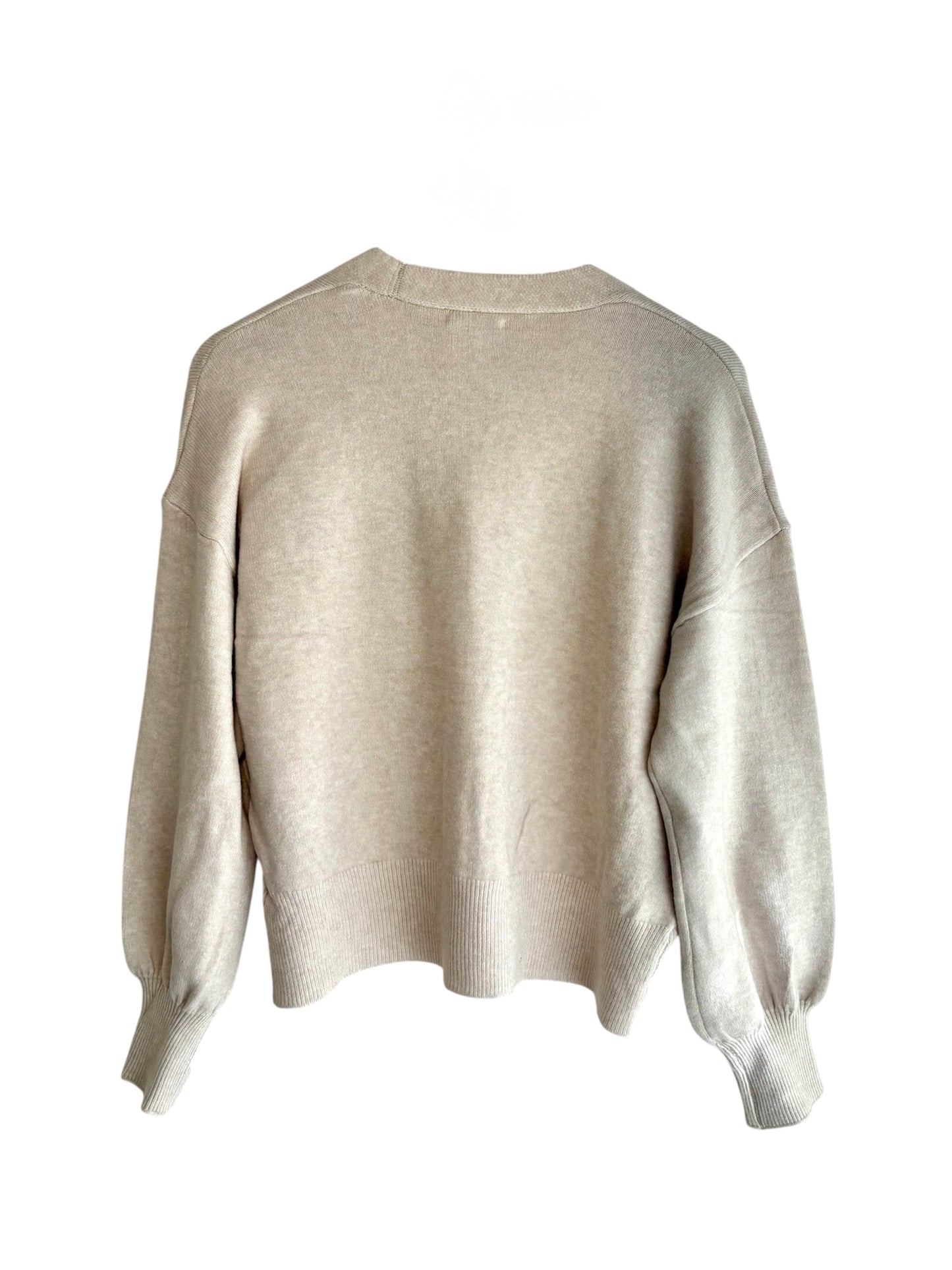 Casaco de malha mangas flores taupe | Minhámê