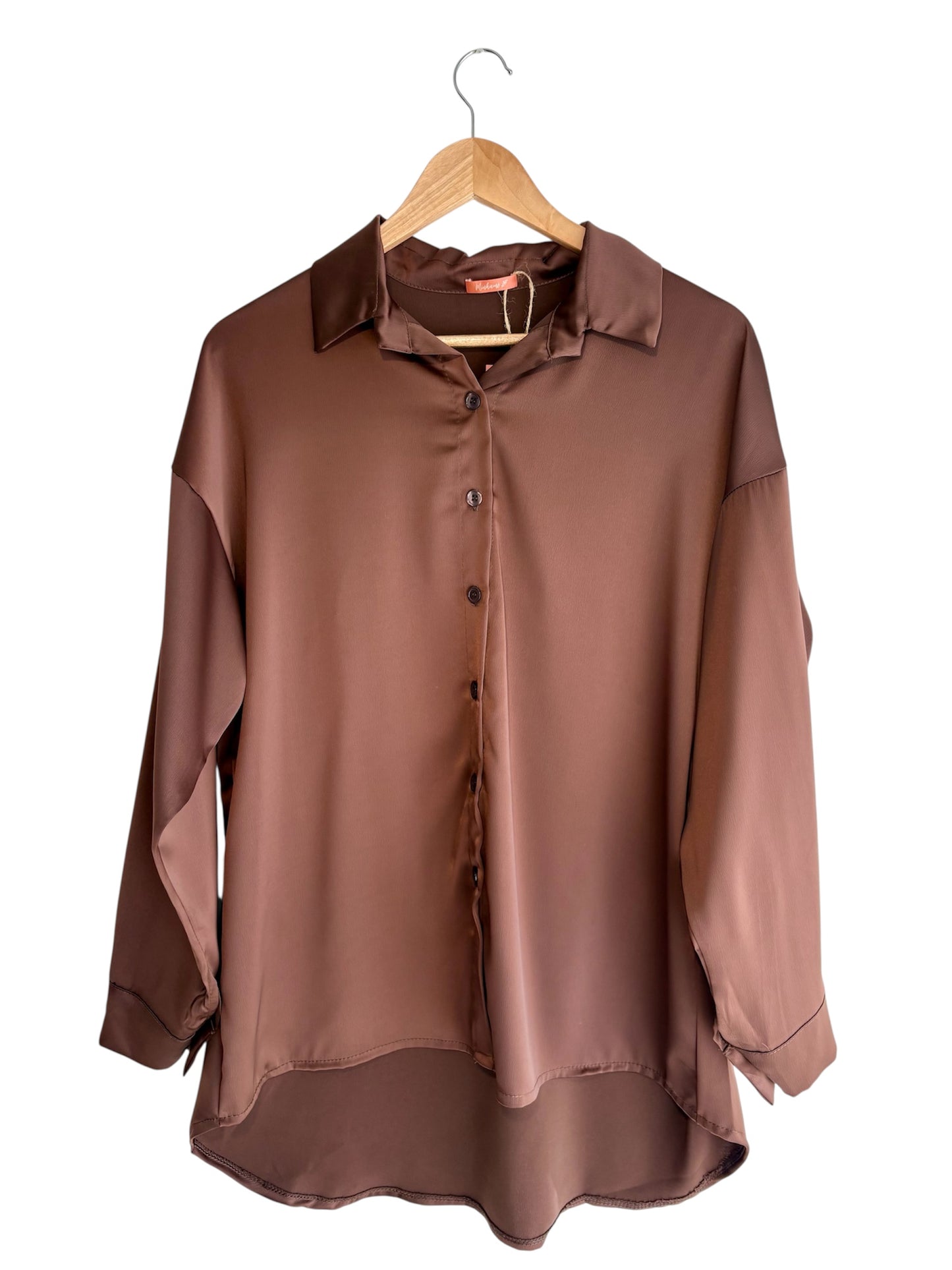 Conjunto calças, camisa e top castanho | Minhámê