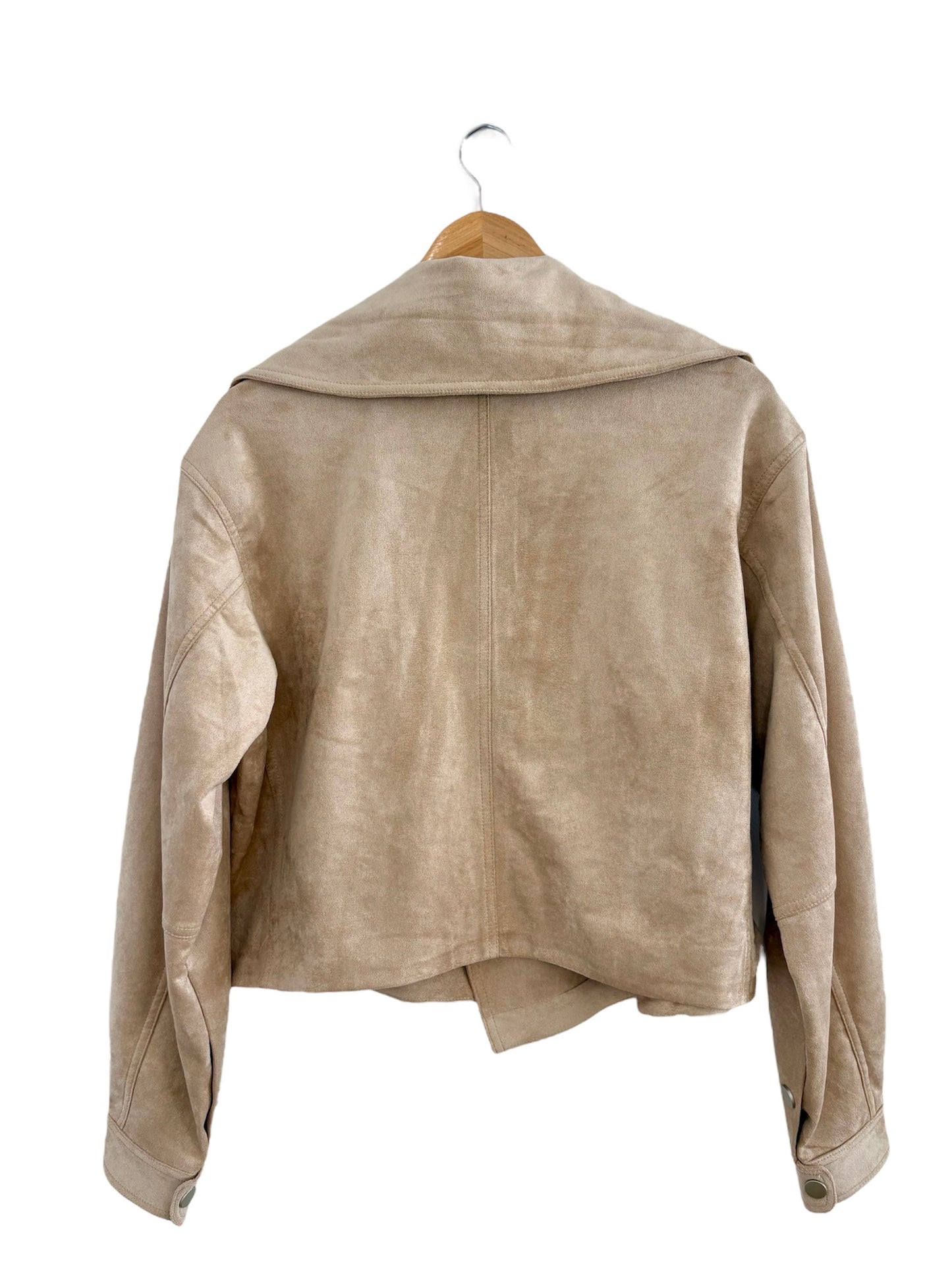 Casaco Biker pele de pêssego Bege | Minhámê