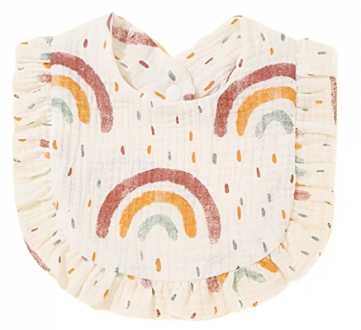 Babete seca-babinhas com folhos na cor white rainbow para bebés