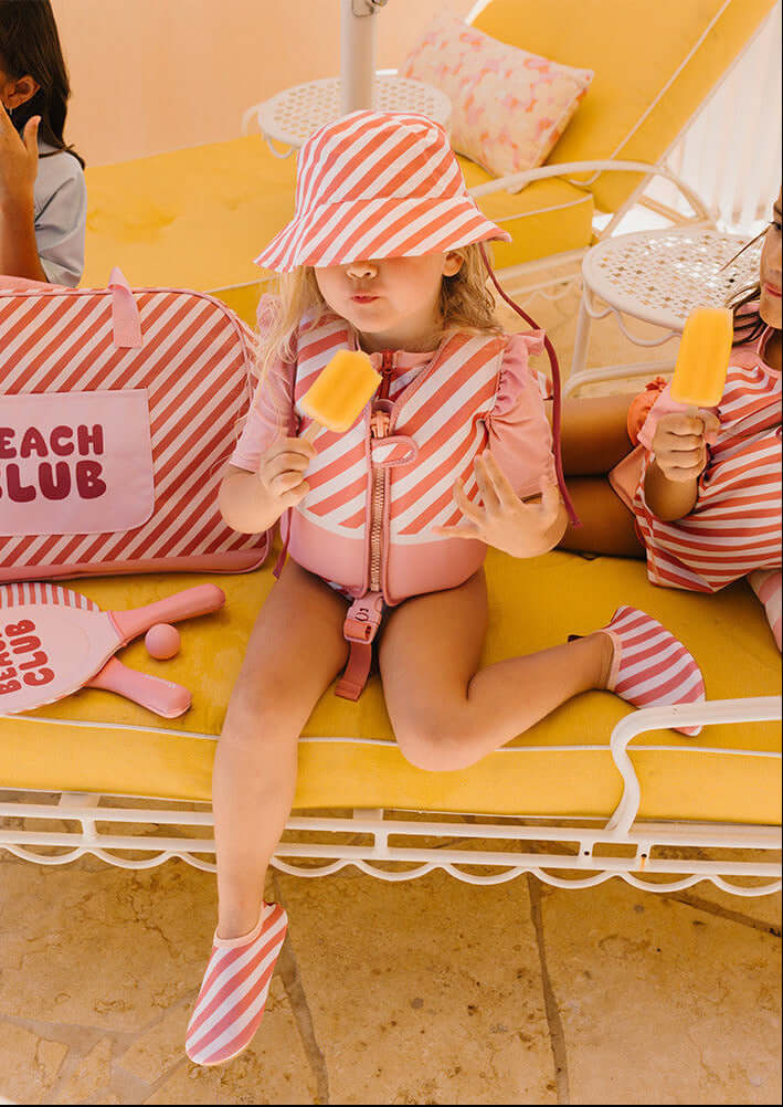 Chapéu reversível com Proteção Solar Stripes Bloom & Blush | Monneka