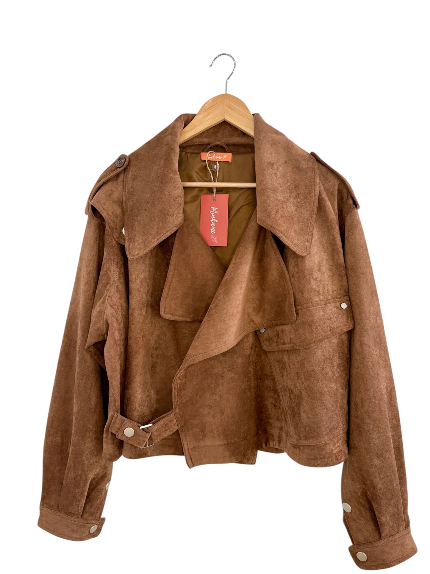 Casaco Biker pele de pêssego Castanho | Minhámê