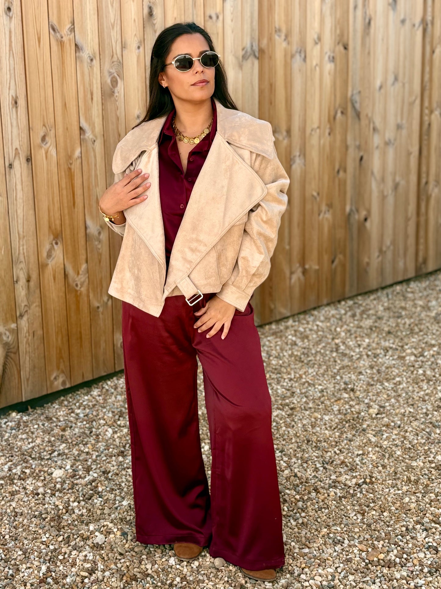 Casaco Biker pele de pêssego Castanho | Minhámê