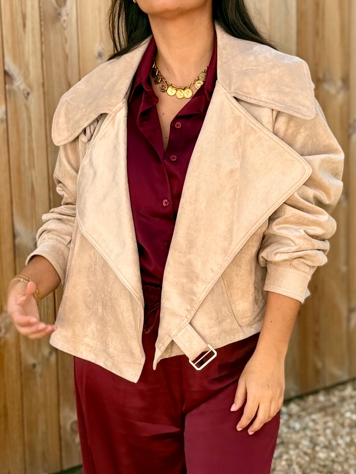 Casaco Biker pele de pêssego Castanho | Minhámê