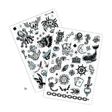kit de tatuagens temporárias cool kids da marca djeco vista interior