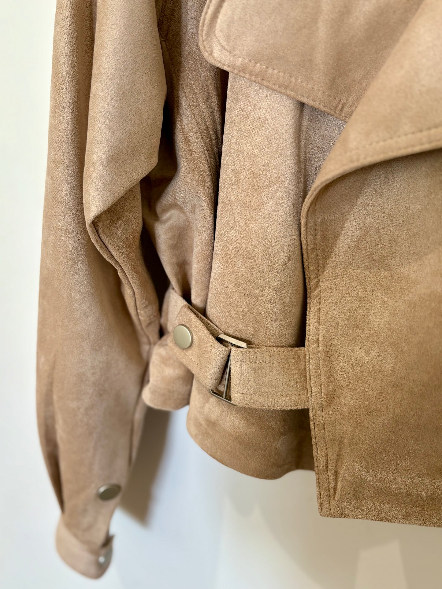 Casaco Biker pele de pêssego Bege | Minhámê