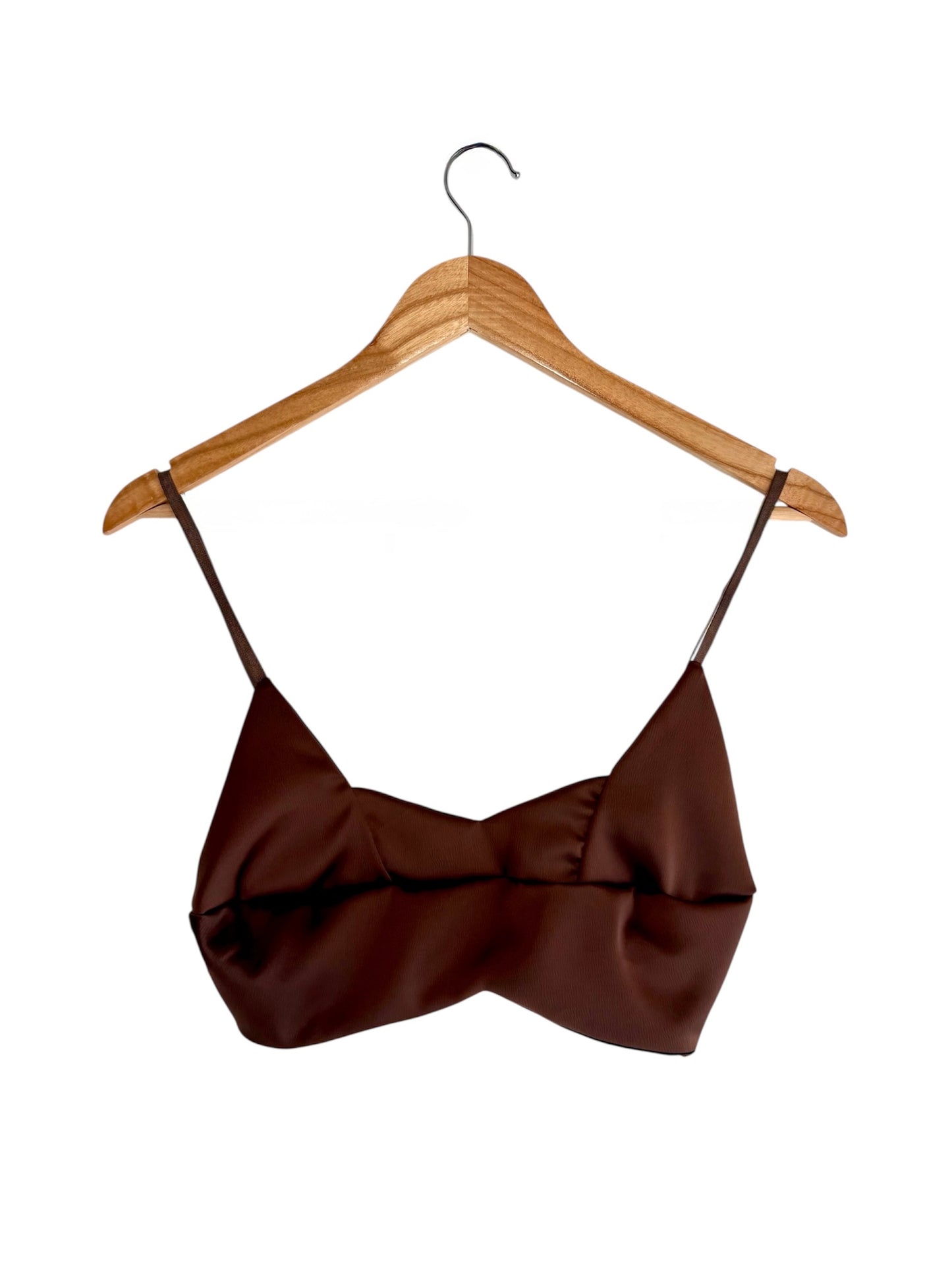 Conjunto calças, camisa e top castanho | Minhámê