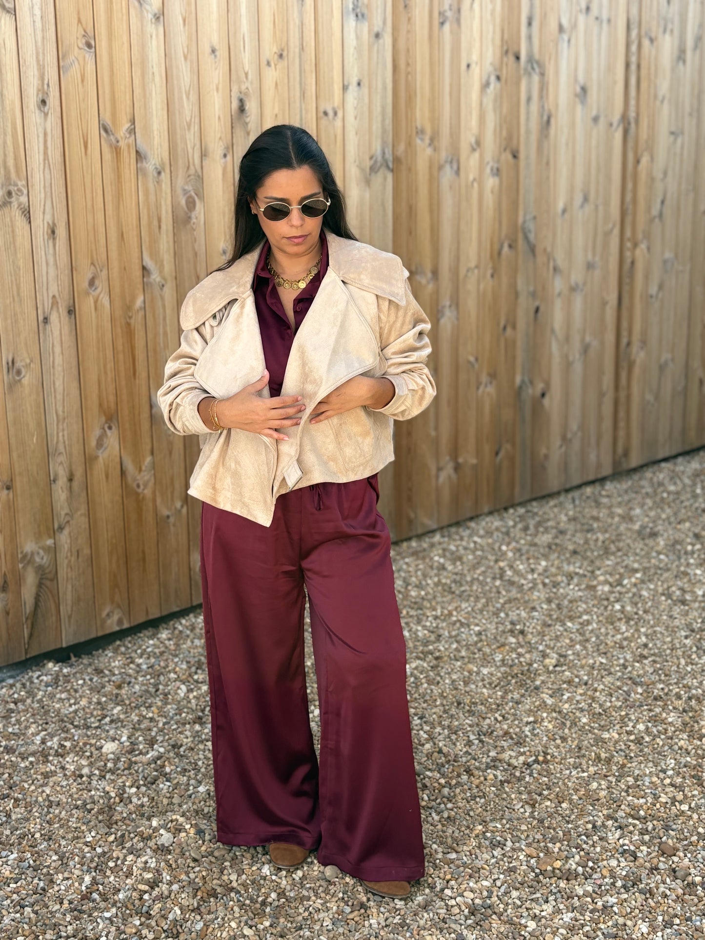 Casaco Biker pele de pêssego Castanho | Minhámê