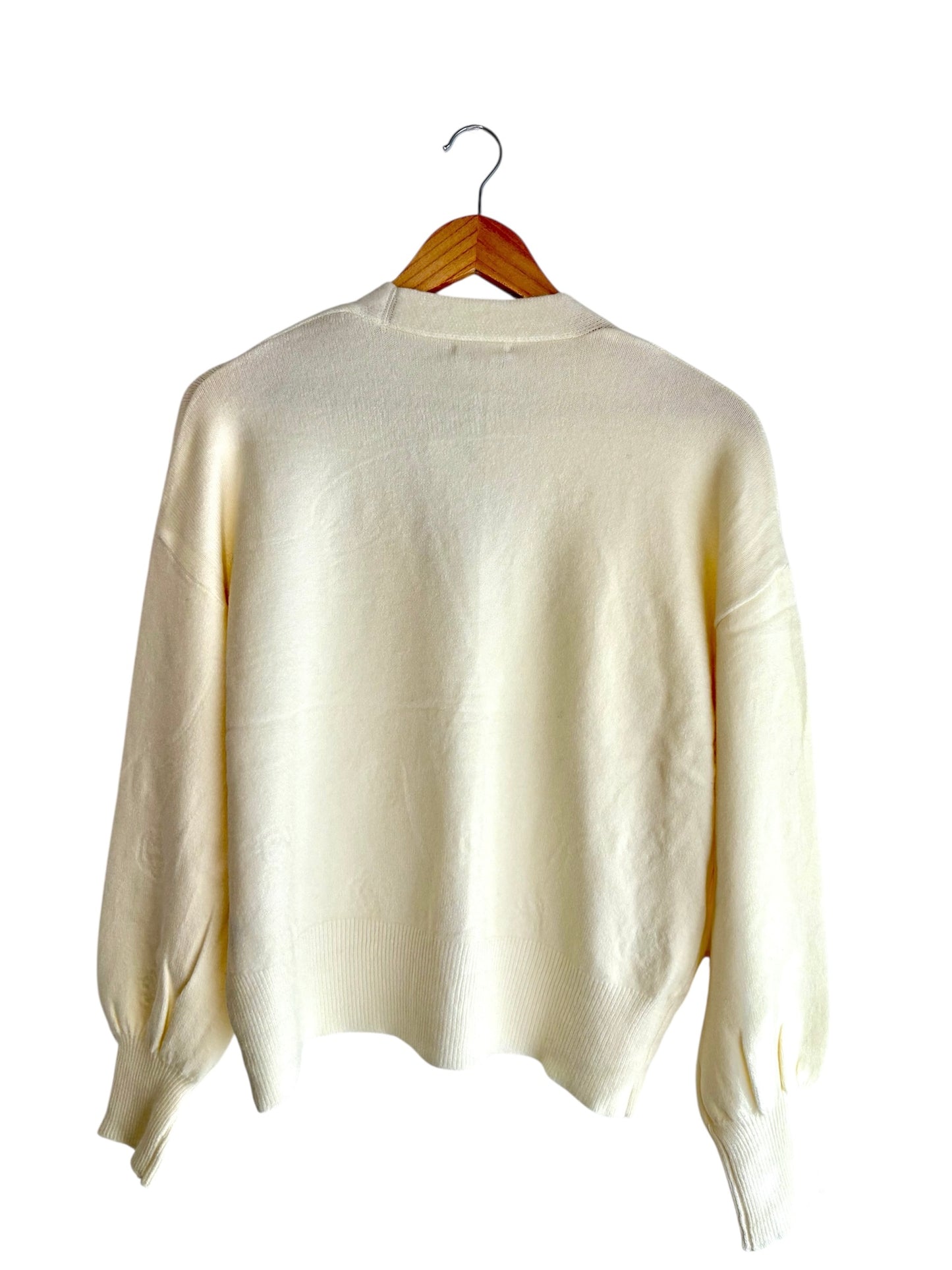 Casaco de malha mangas flores creme | Minhámê